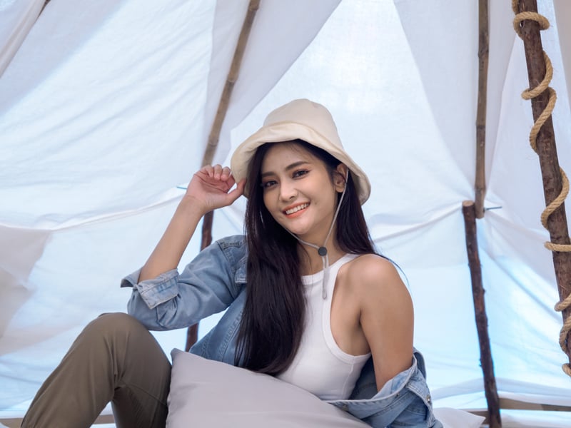 Portrait of beautiful young Asian woman smiling